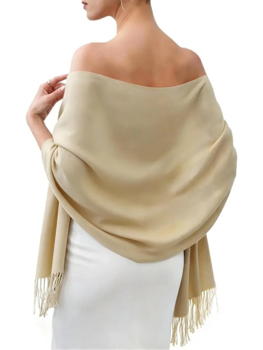 Women's Dark Beige Evening Dresses Blanket Imported Pashmina Shawl Scarves